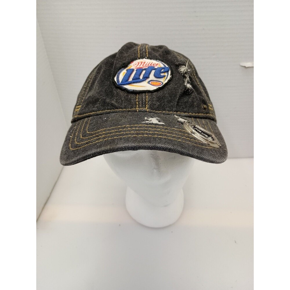 Miller Lite Navy Blue Hat One Size With Bottle Opener Distressed Looking Trucker